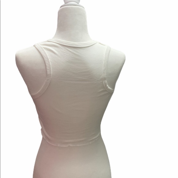 White Ribbed Crop Top - Picture 3 of 4